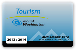 Sample of the new Tourism Mount Washington Membership card